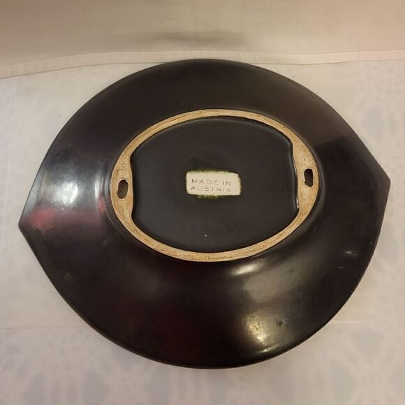 Vintage Mint MCM '60s Matte Gray w/ Random Stripes Oval Bowl Made in Austria - Picture 3 of 7